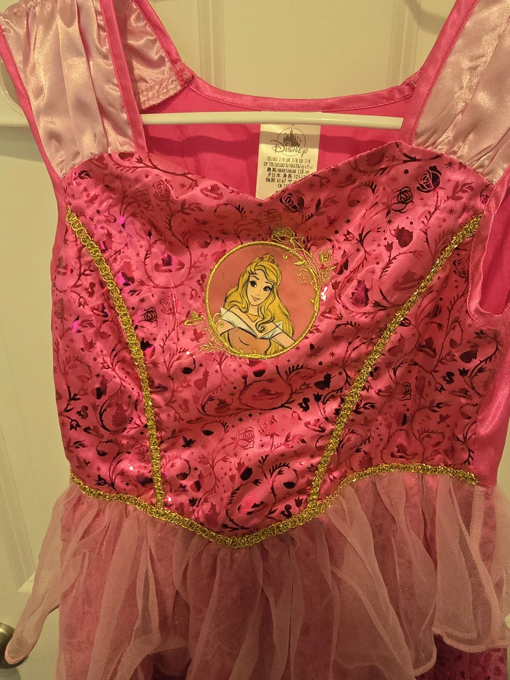 Disney Sleeping Beauty Pink Princess Costume Dress with Gold Trim - Picture 3 of 4